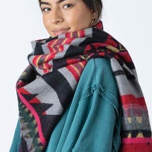 Pistil Vibrant Red and Black Wrap/Scarf